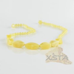 Amber necklace polished matt octahedron mix